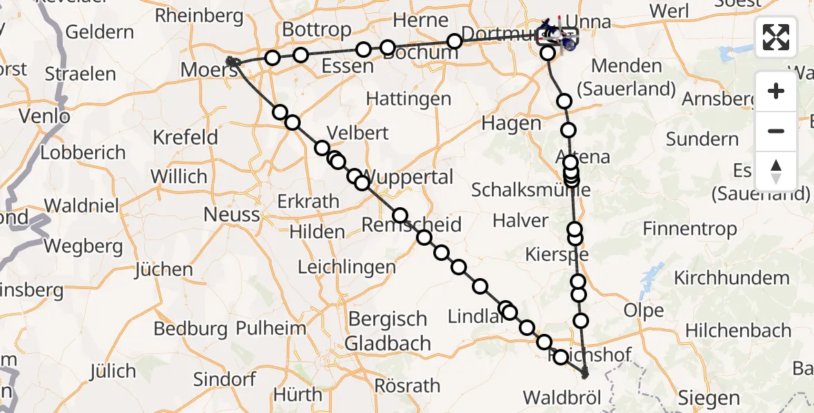 Flugroute Polizeihubschrauber Dortmund Flughafen - Dortmund Flughafen, 25 April 2026, 21:40