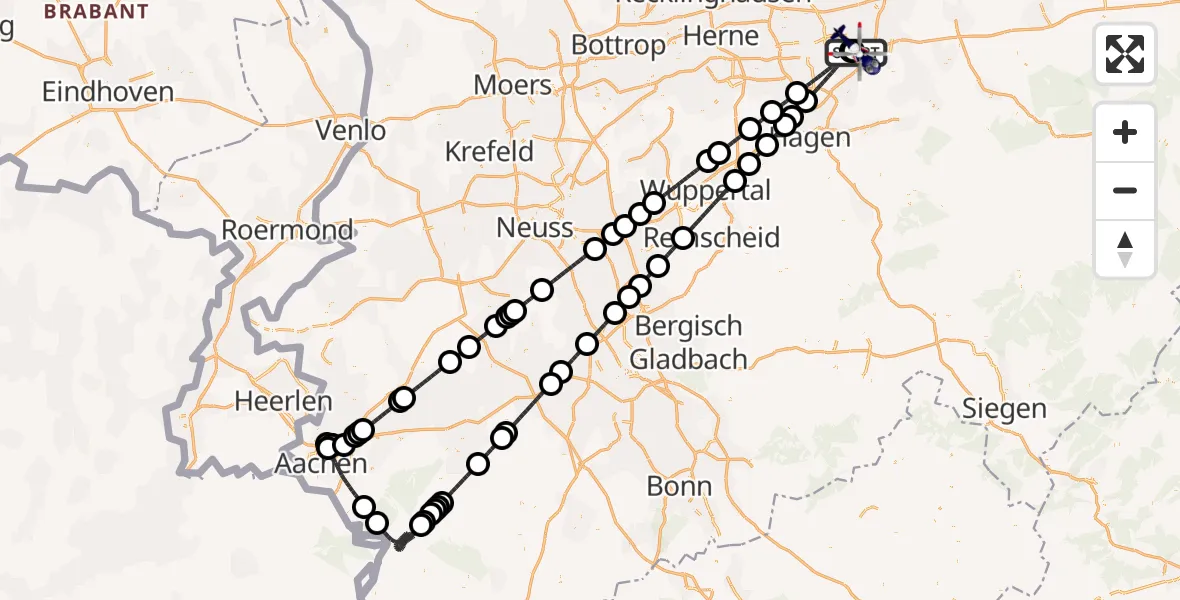 Flugroute Polizeihubschrauber Dortmund Flughafen - Dortmund Flughafen, 26 April 2026, 00:12