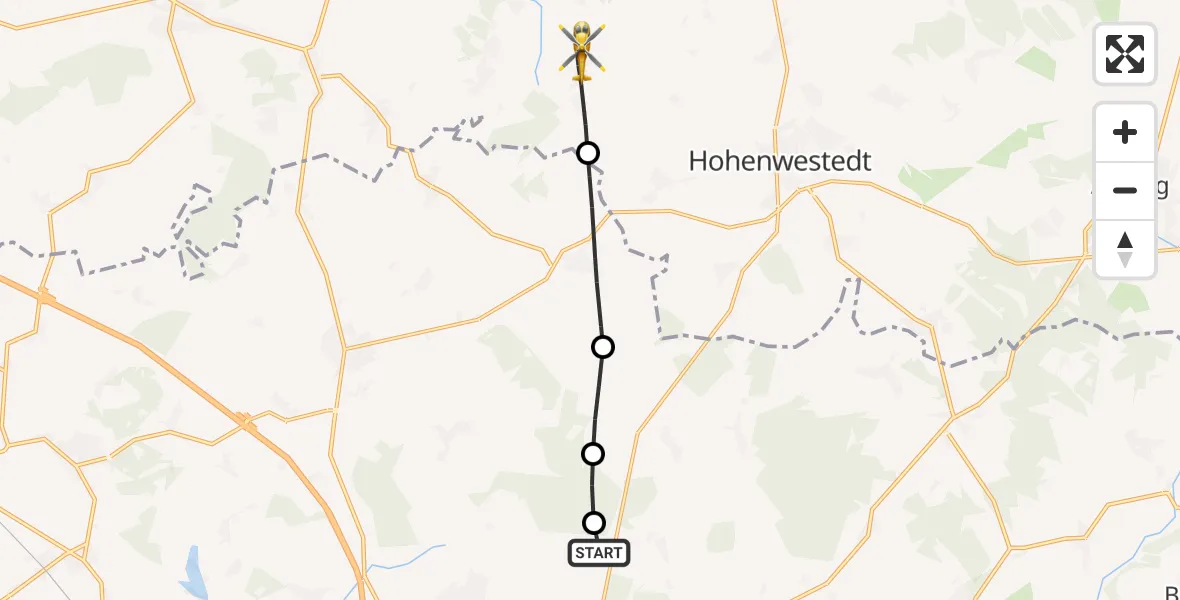 Flugroute Rettungshubschrauber Hohenlockstedt - Osterstedt, 26 April 2026, 06:25