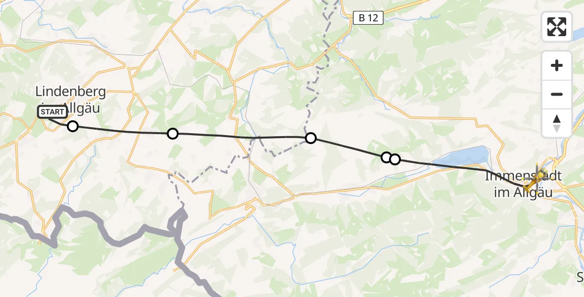 Flugroute Rettungshubschrauber Lindenberg i.Allgäu - Immenstadt i.Allgäu, 26 April 2026, 07:04