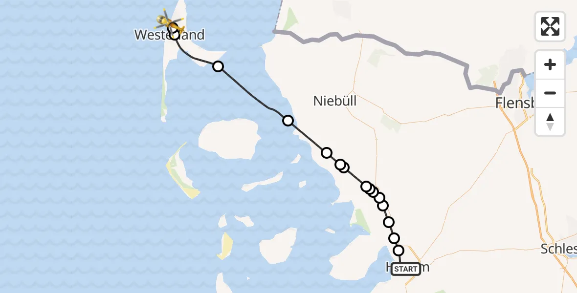 Flugroute Rettungshubschrauber Husum - Sylt, 26 April 2026, 08:24