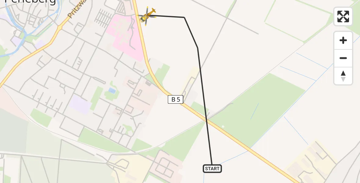 Flugroute Rettungshubschrauber Perleberg - Perleberg, 26 April 2026, 08:30