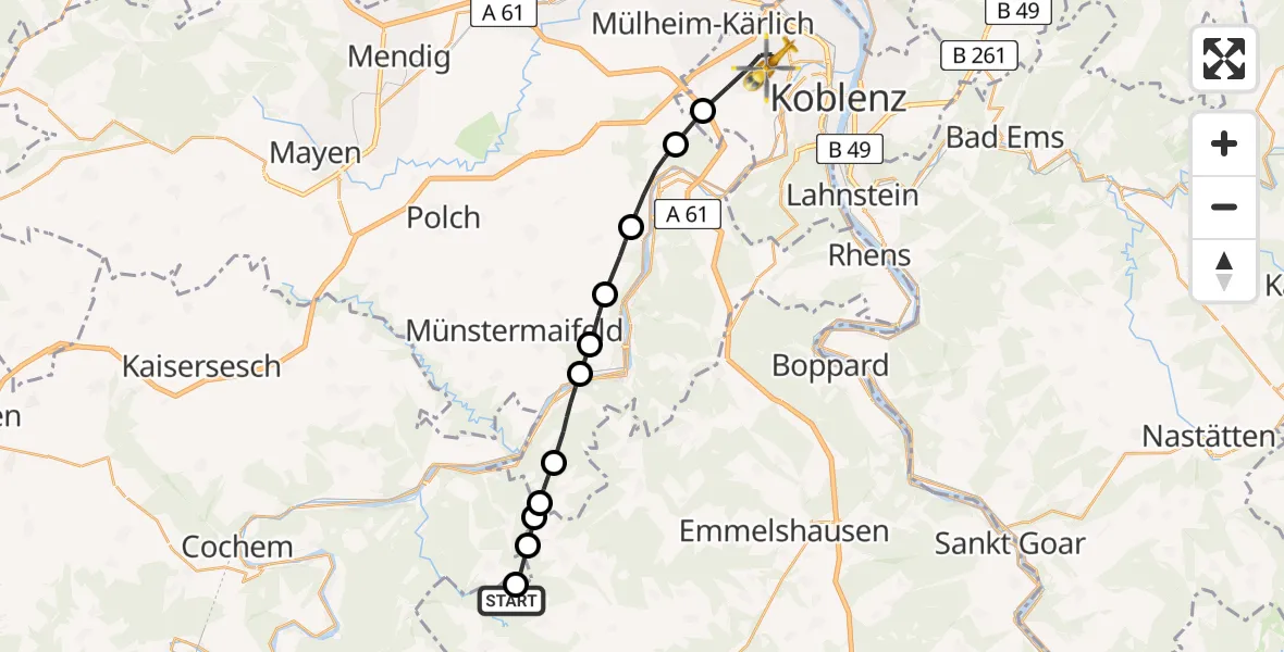 Flugroute Rettungshubschrauber Lahr - Koblenz, 26 April 2026, 09:02