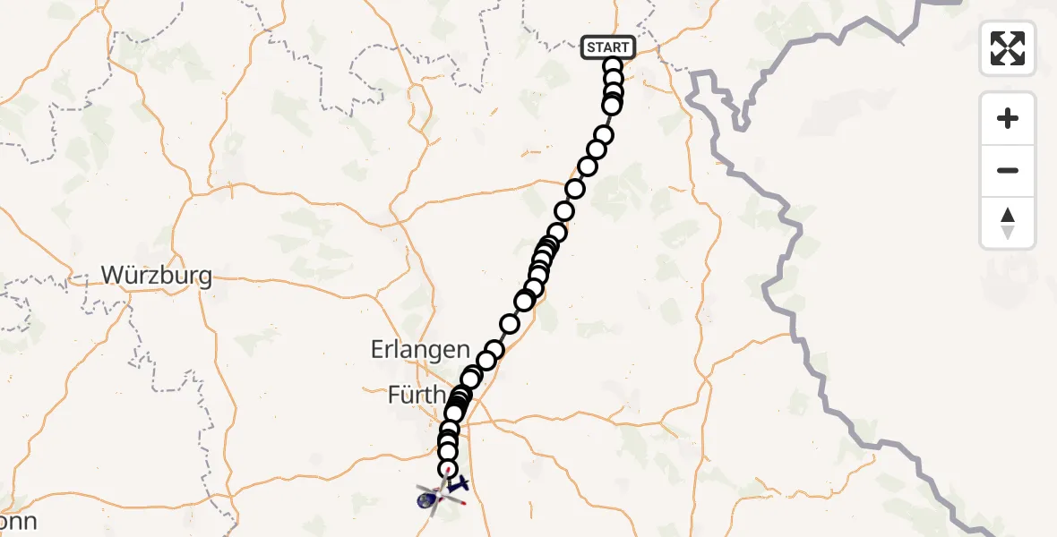 Flugroute Polizeihubschrauber Berg - Flugplatz Roth, 26 April 2026, 09:03