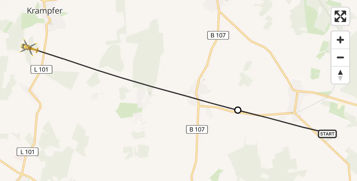 Flugroute Rettungshubschrauber Groß Pankow (Prignitz) - Plattenburg, 26 April 2026, 09:54