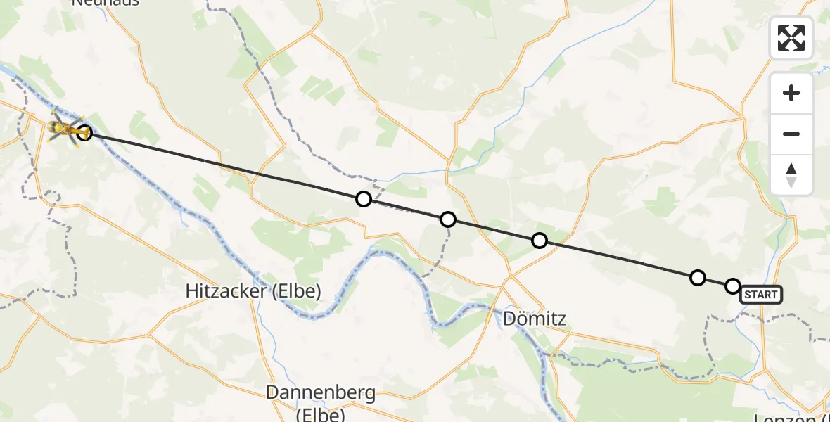Flugroute Rettungshubschrauber Milow - Neu Darchau, 26 April 2026, 10:42