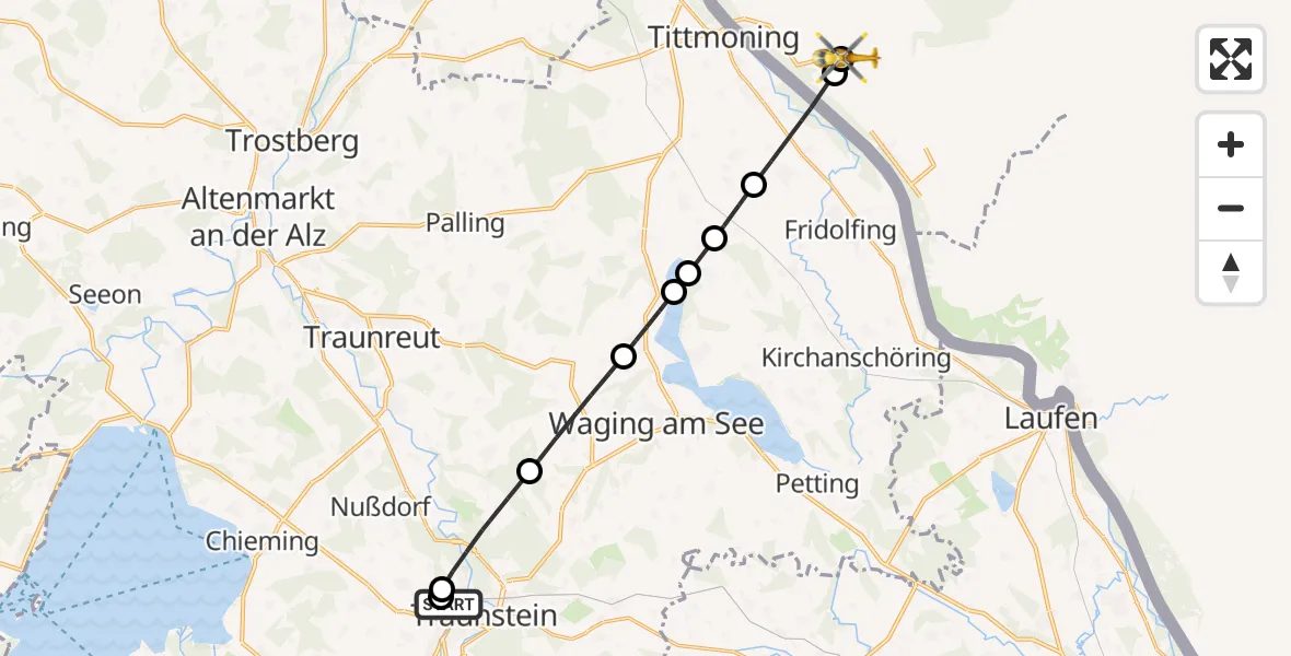 Flugroute Rettungshubschrauber Traunstein Hospital - Riedersbach, 26 April 2026, 11:02