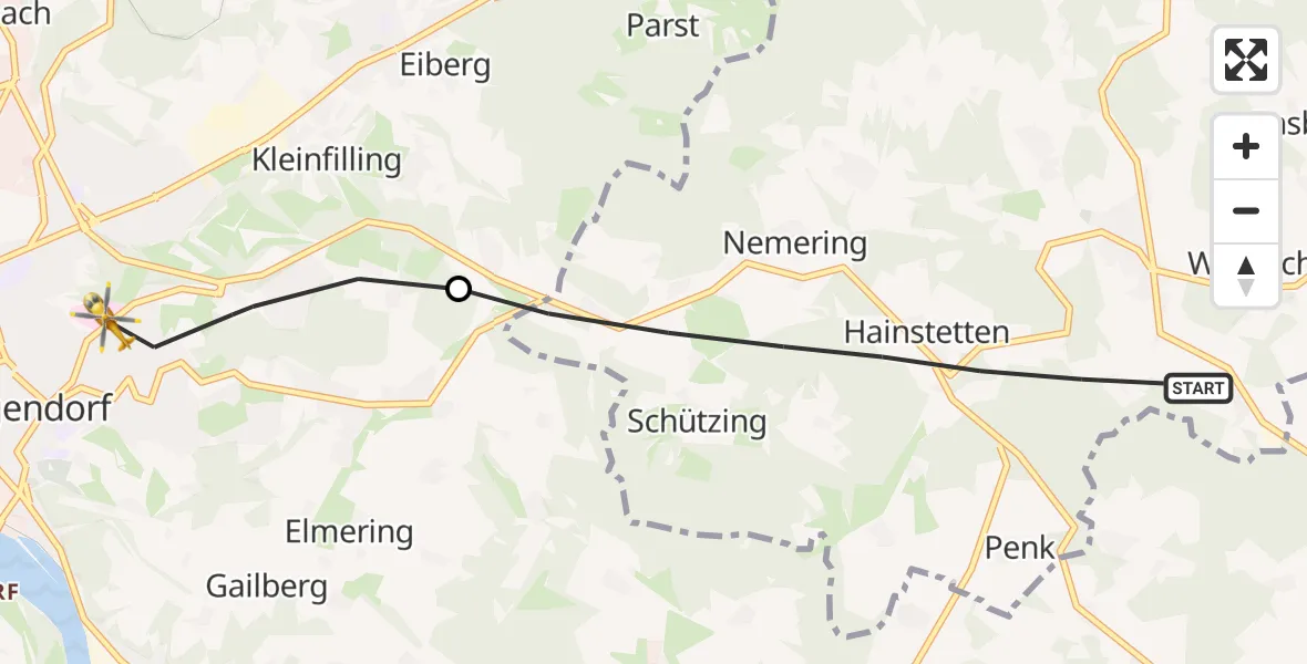 Flugroute Rettungshubschrauber Schaufling - Deggendorf, 26 April 2026, 11:38