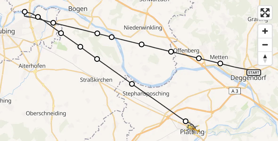 Flugroute Rettungshubschrauber Deggendorf - Plattling, 26 April 2026, 12:10