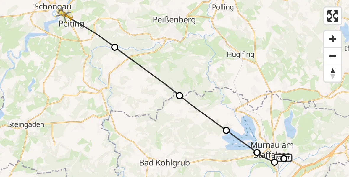 Flugroute Rettungshubschrauber Murnau Accident Hospital - Schongau, 26 April 2026, 12:23