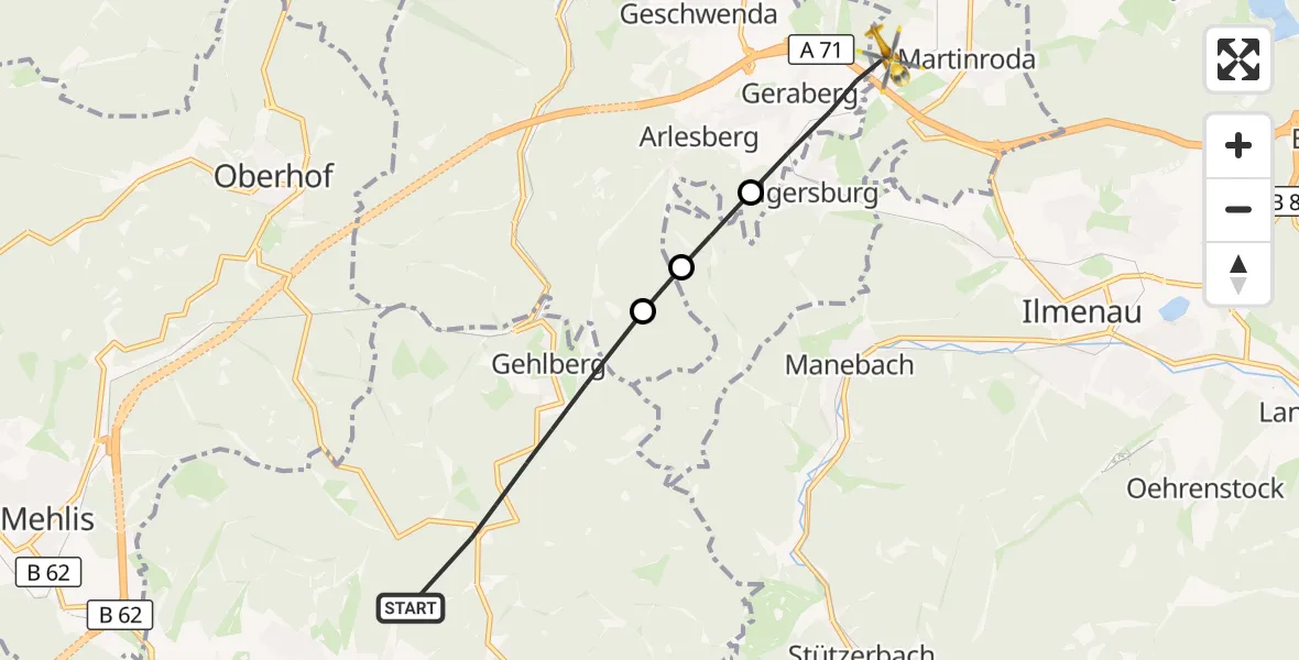 Flugroute Rettungshubschrauber Suhl - Martinroda, 26 April 2026, 14:31