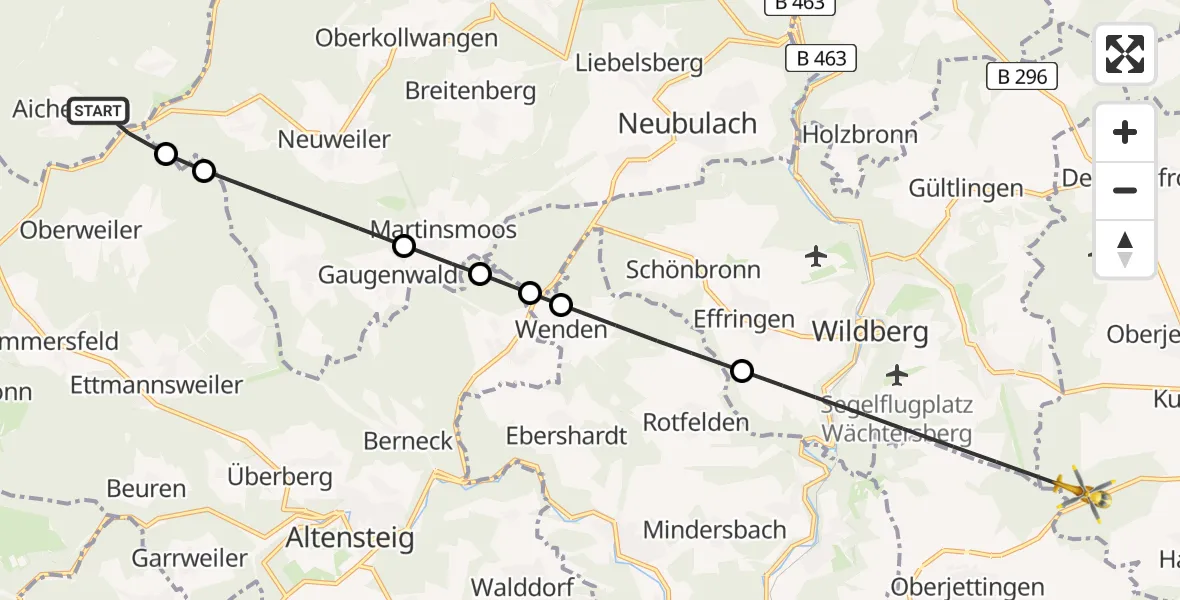 Flugroute Rettungshubschrauber Bad Wildbad - Herrenberg, 26 April 2026, 14:36