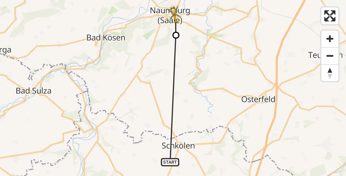 Flugroute Rettungshubschrauber Schkölen - Naumburg (Saale), 26 April 2026, 14:38