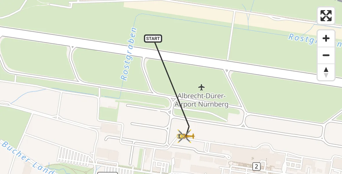 Flugroute Ambulanzhubschrauber Flughafen Nuremberg - Flughafen Nuremberg, 26 April 2026, 14:49