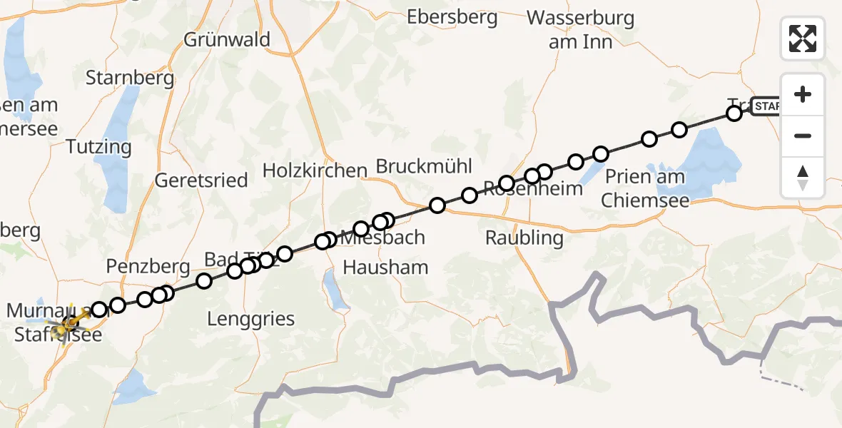 Flugroute Rettungshubschrauber Traunreut - Murnau a.Staffelsee, 26 April 2026, 14:52