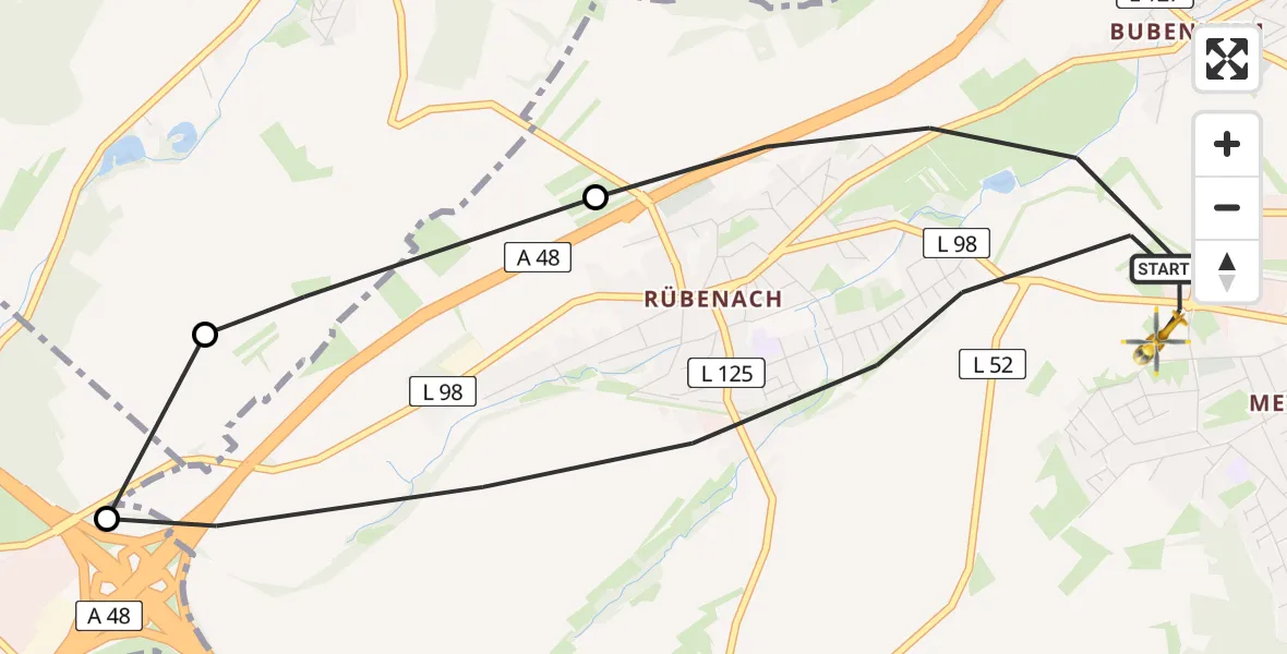 Flugroute Rettungshubschrauber Koblenz - Koblenz, 26 April 2026, 14:55