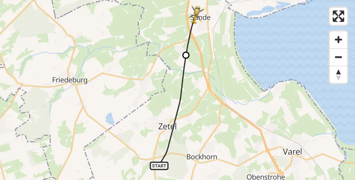 Flugroute Rettungshubschrauber Zetel - Sande, 26 April 2026, 14:59