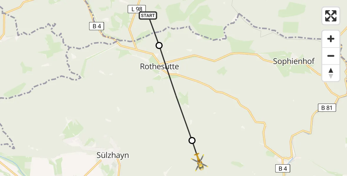Flugroute Rettungshubschrauber Oberharz am Brocken - Harztor, 26 April 2026, 15:34