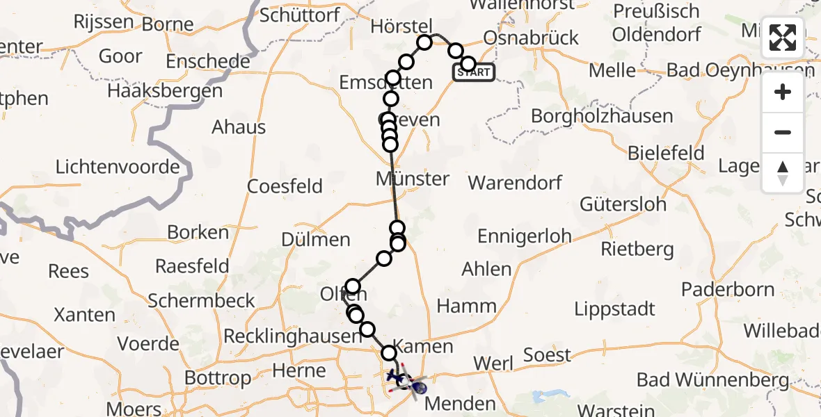Flugroute Polizeihubschrauber Lengerich - Dortmund Flughafen, 26 April 2026, 16:33