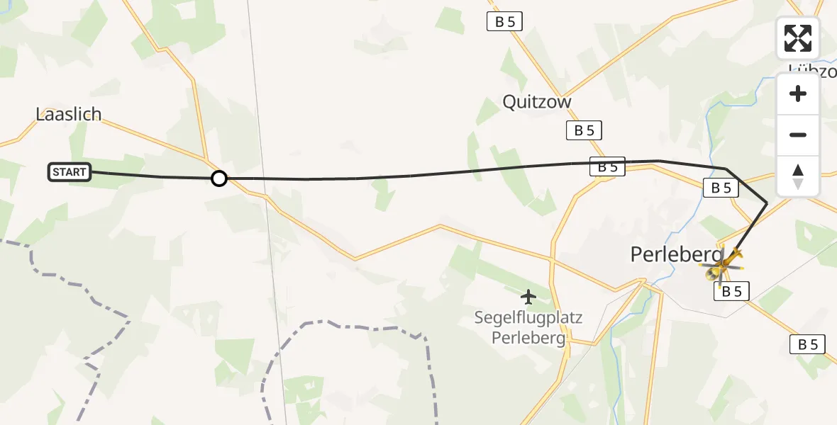 Flugroute Rettungshubschrauber Karstädt - Perleberg, 26 April 2026, 16:43