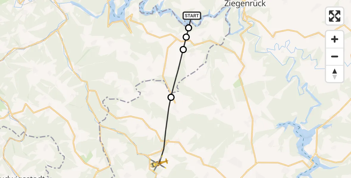 Flugroute Rettungshubschrauber Gössitz - Remptendorf, 26 April 2026, 16:54
