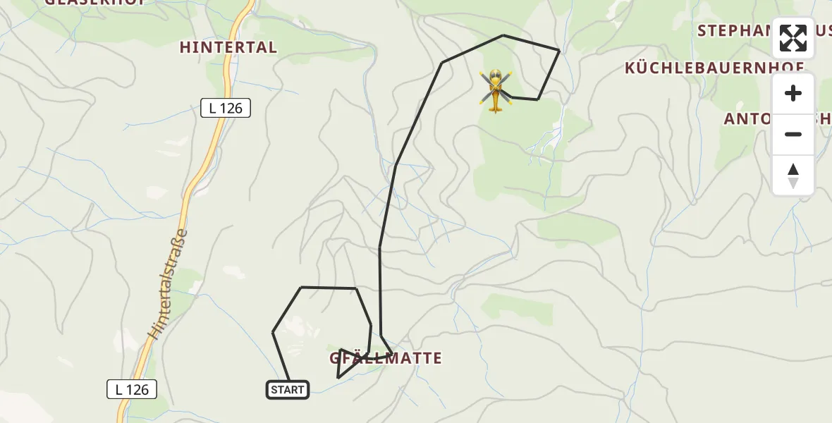 Flugroute Rettungshubschrauber Oberried - Oberried, 26 April 2026, 16:58