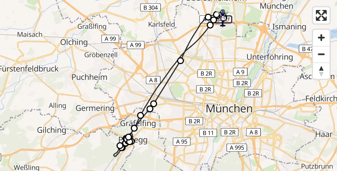 Flugroute Polizeihubschrauber Oberschleißheim - Oberschleißheim, 26 April 2026, 17:15