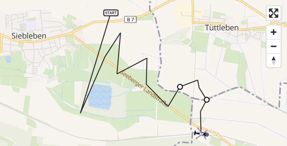 Flugroute Polizeihubschrauber Gotha - Drei Gleichen, 26 April 2026, 20:09