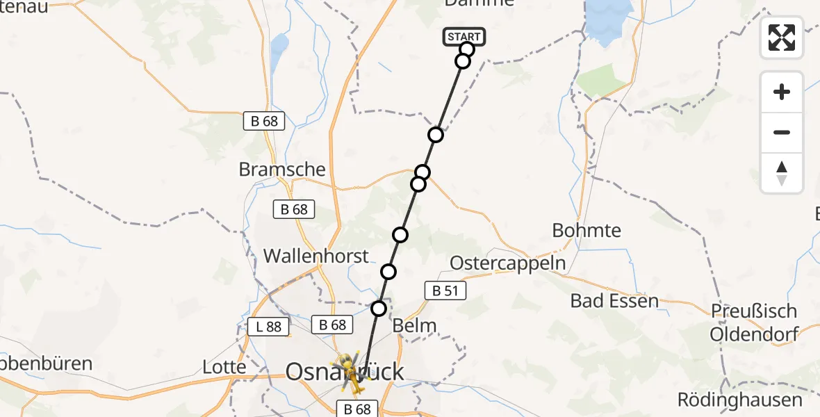 Flugroute Ambulanzhubschrauber Damme - Osnabrück, 26 April 2026, 20:16