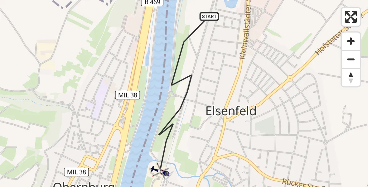 Flugroute Polizeihubschrauber Elsenfeld - Elsenfeld, 26 April 2026, 20:16