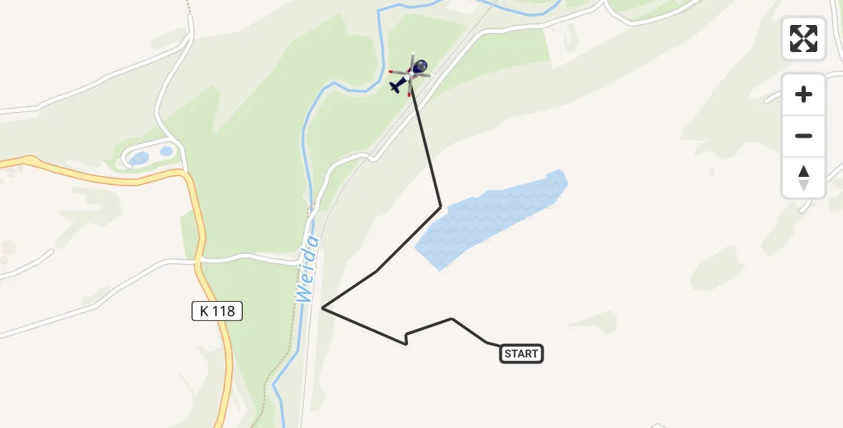 Flugroute Polizeihubschrauber Weida - Weida, 26 April 2026, 21:00