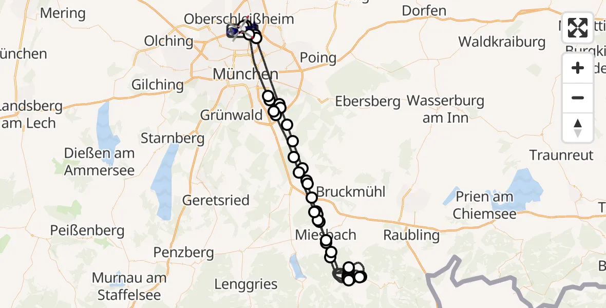 Flugroute Polizeihubschrauber Oberschleißheim - Oberschleißheim, 26 April 2026, 21:33
