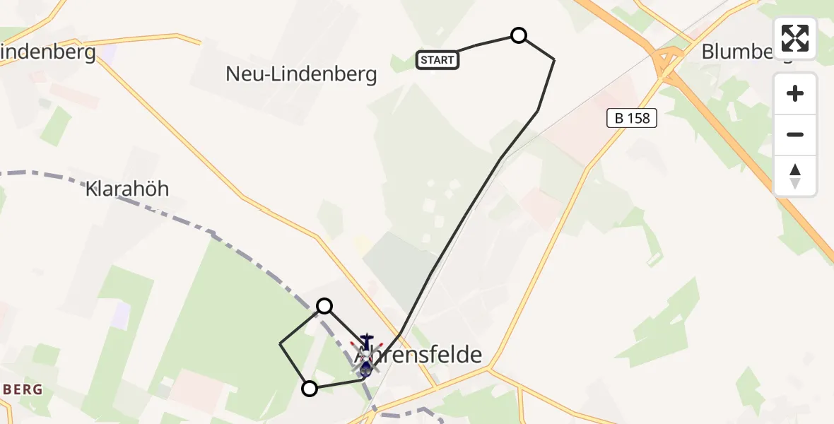Flugroute Polizeihubschrauber Ahrensfelde Hubschrauberlandeplatz - Ahrensfelde, 26 April 2026, 23:07