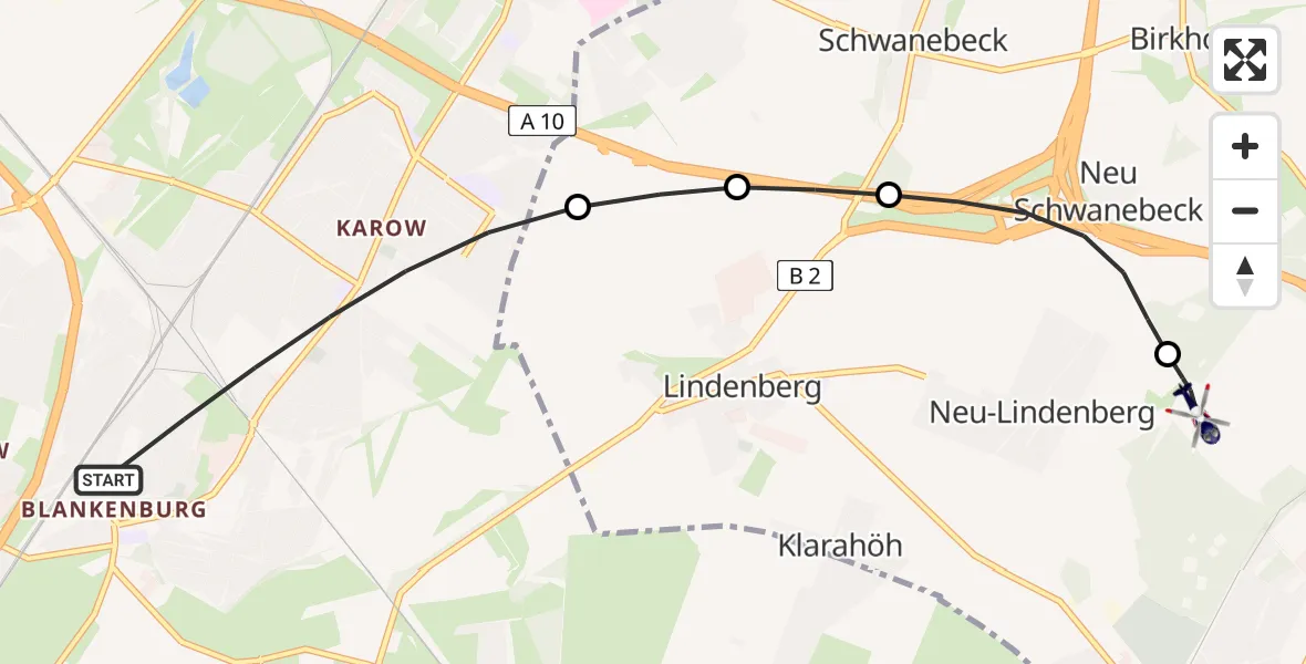 Flugroute Polizeihubschrauber Berlin - Ahrensfelde Hubschrauberlandeplatz, 27 April 2026, 00:14