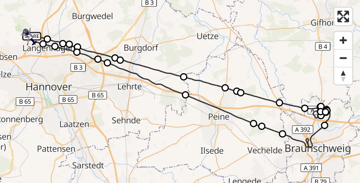 Flugroute Polizeihubschrauber Flughafen Hannover - Flughafen Hannover, 27 April 2026, 01:17