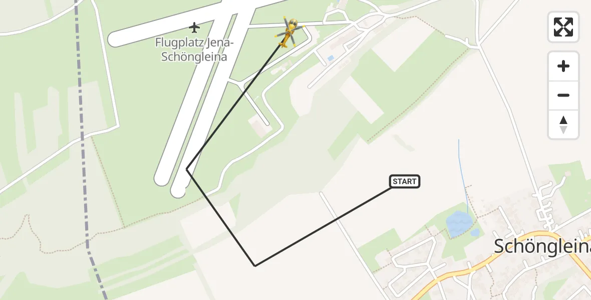 Flugroute Rettungshubschrauber Schöngleina - Jena-Schöngleina Flugplatz, 27 April 2026, 05:56