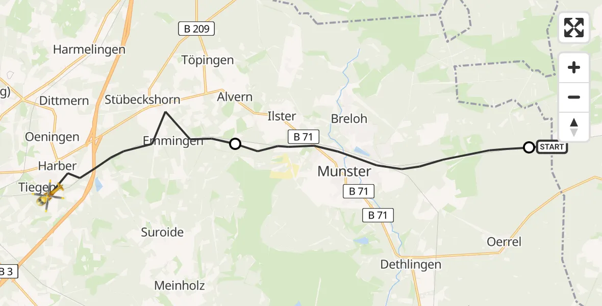 Flugroute Rettungshubschrauber Wriedel - Soltau, 27 April 2026, 07:10