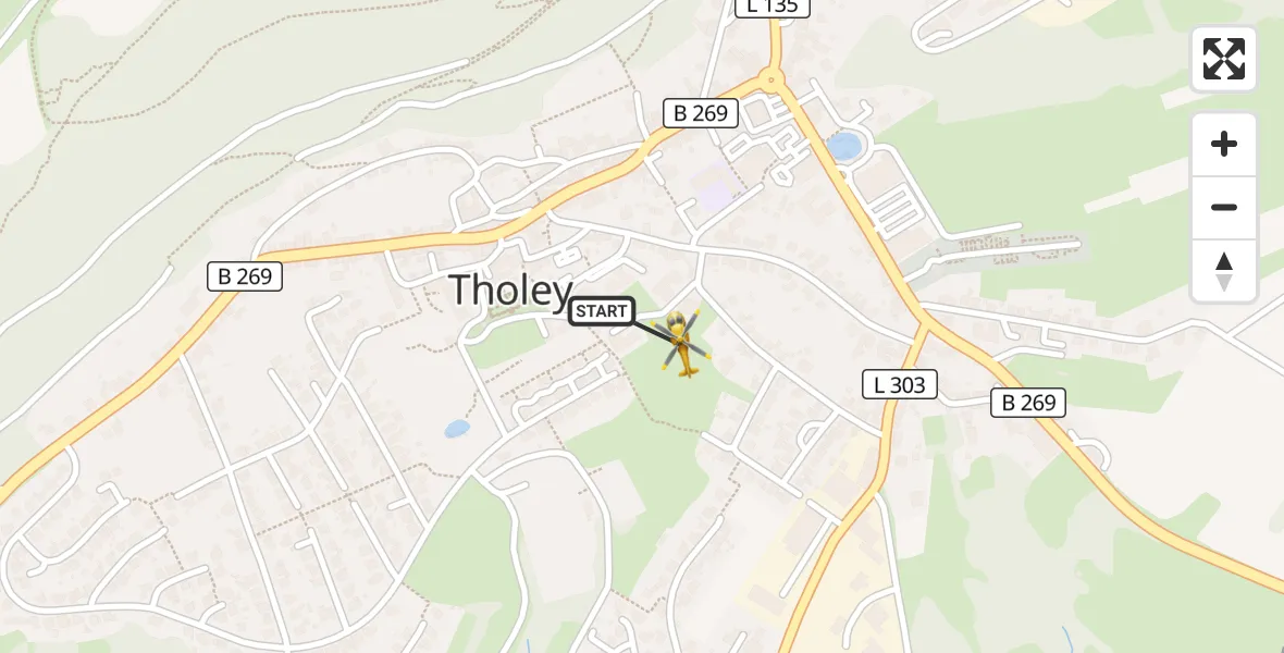 Flugroute Rettungshubschrauber Tholey - Tholey, 27 April 2026, 07:36