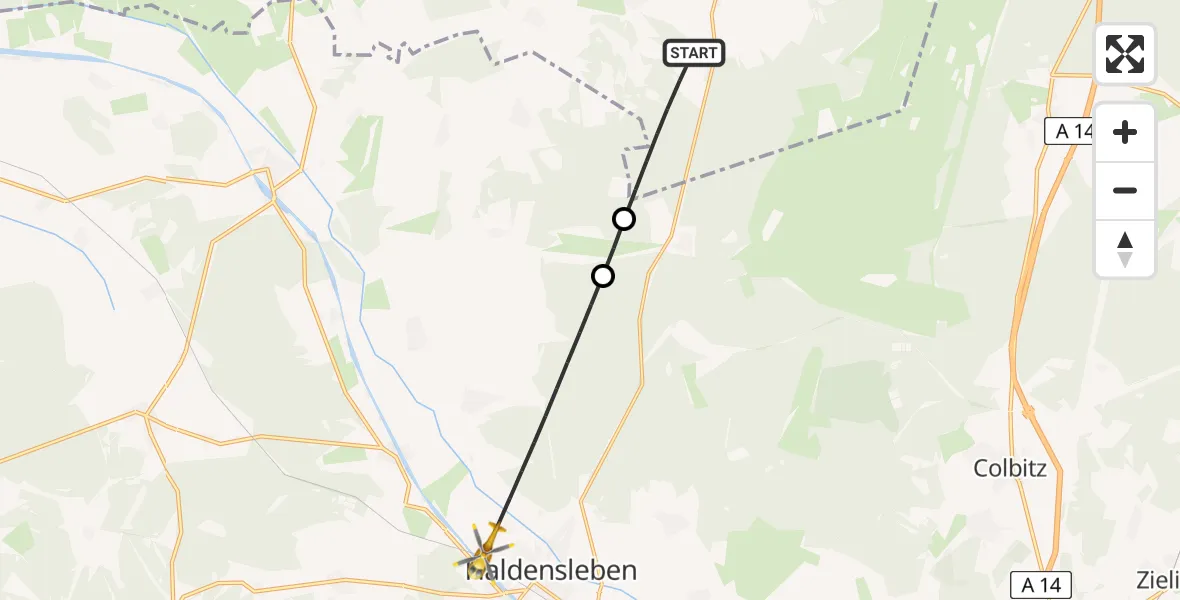 Flugroute Rettungshubschrauber Gardelegen - Haldensleben, 27 April 2026, 07:43