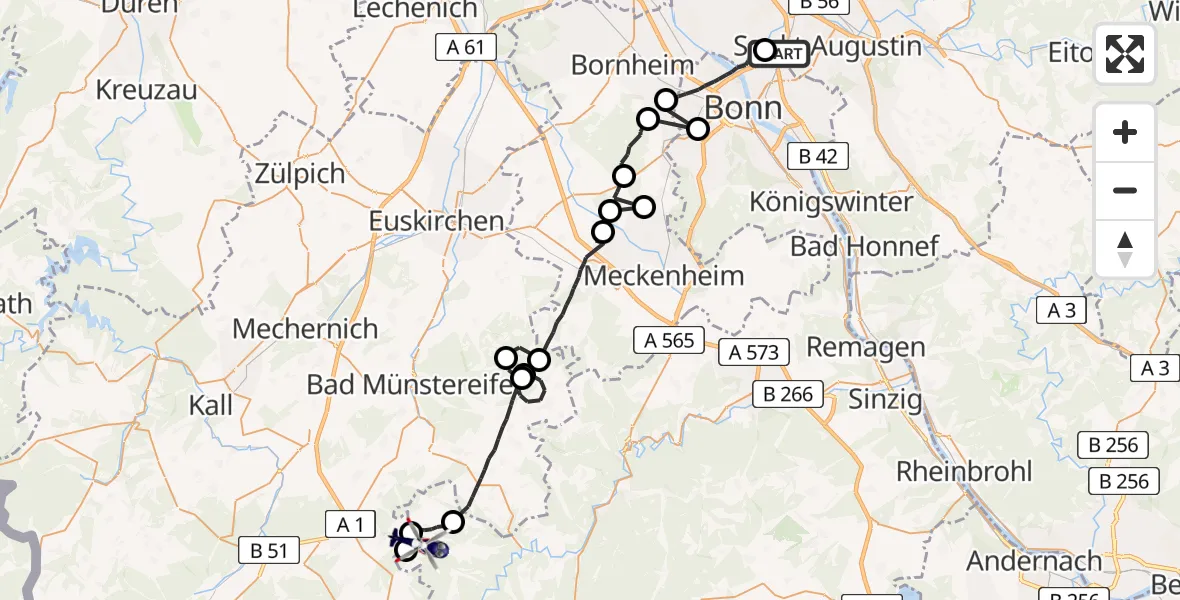 Flugroute Polizeihubschrauber Sankt Augustin - Ohlenhard, 27 April 2026, 07:43