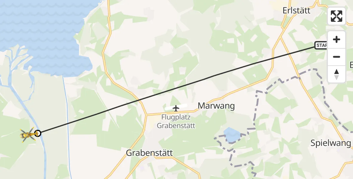 Flugroute Rettungshubschrauber Grabenstätt - Übersee, 27 April 2026, 07:49