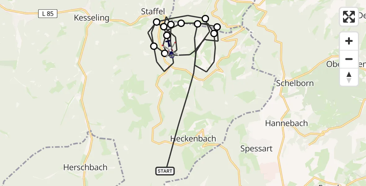 Flugroute Polizeihubschrauber Heckenbach - Heckenbach, 27 April 2026, 07:56