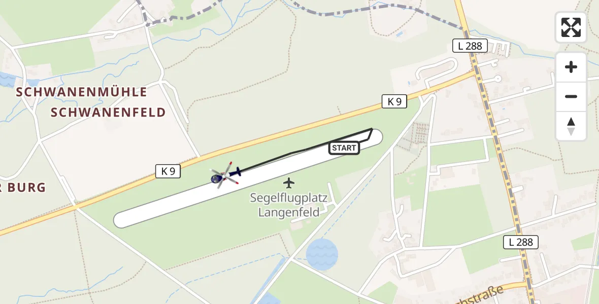 Flugroute Polizeihubschrauber Langenfeld-Wiescheid Flugplatz - Langenfeld-Wiescheid Flugplatz, 27 April 2026, 08:23