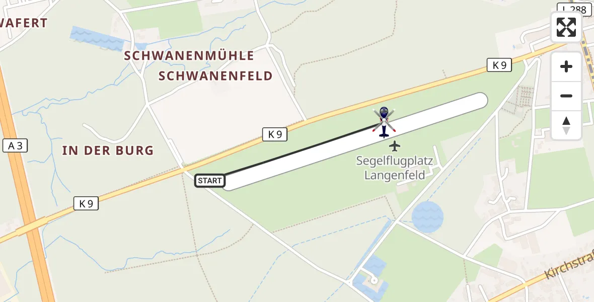 Flugroute Polizeihubschrauber Langenfeld-Wiescheid Flugplatz - Langenfeld-Wiescheid Flugplatz, 27 April 2026, 08:29