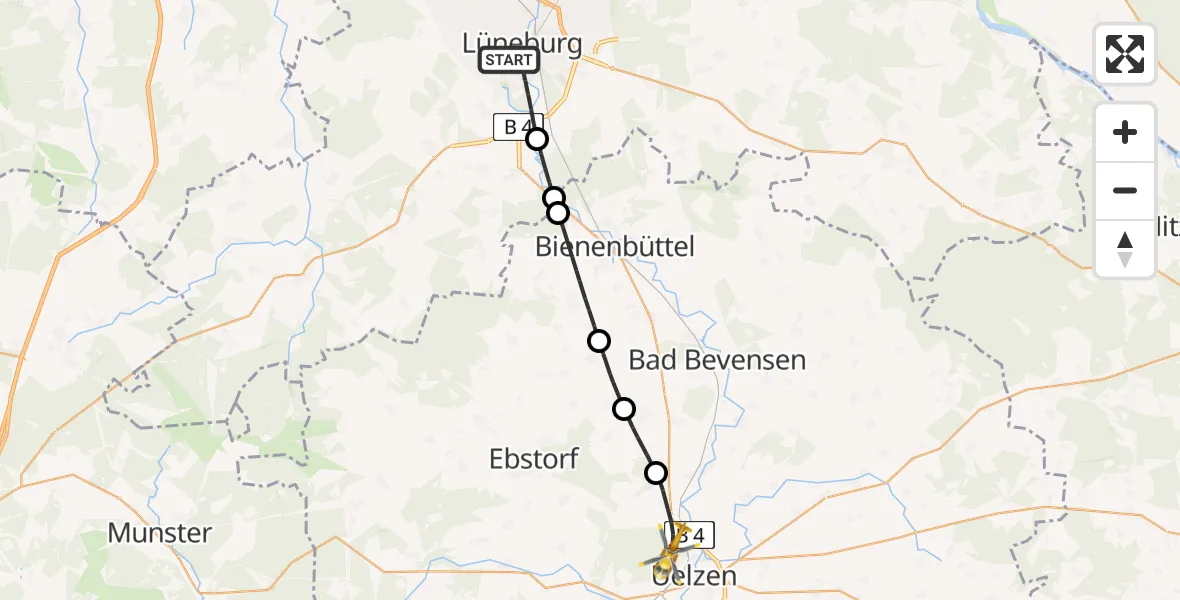 Flugroute Rettungshubschrauber Lüneburg - Uelzen, 27 April 2026, 08:49