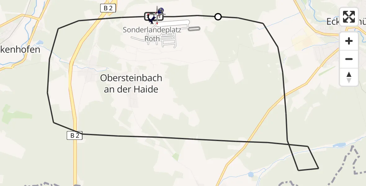 Flugroute Polizeihubschrauber Flugplatz Roth - Flugplatz Roth, 27 April 2026, 08:53