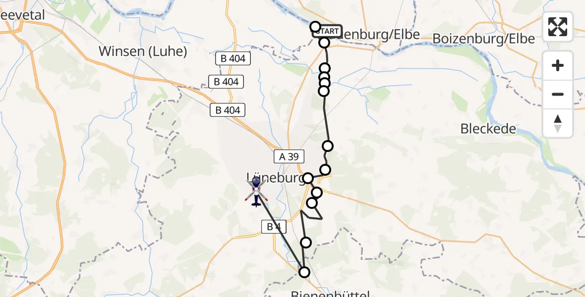 Flugroute Polizeihubschrauber Schnakenbek - Lüneburg, 27 April 2026, 09:00
