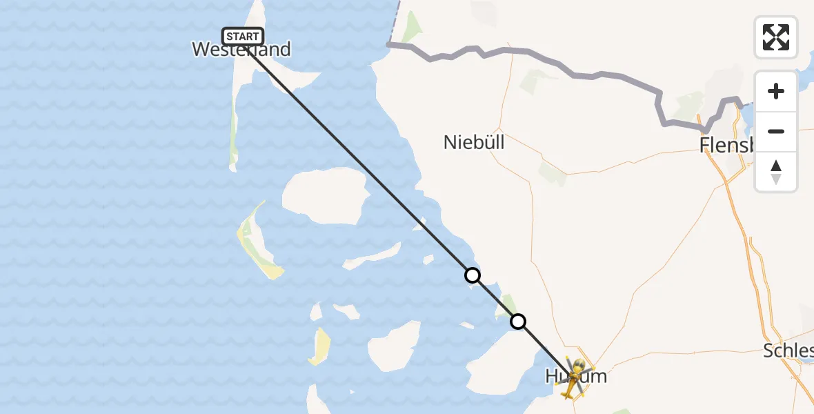 Flugroute Rettungshubschrauber Sylt - Husum, 27 April 2026, 09:16