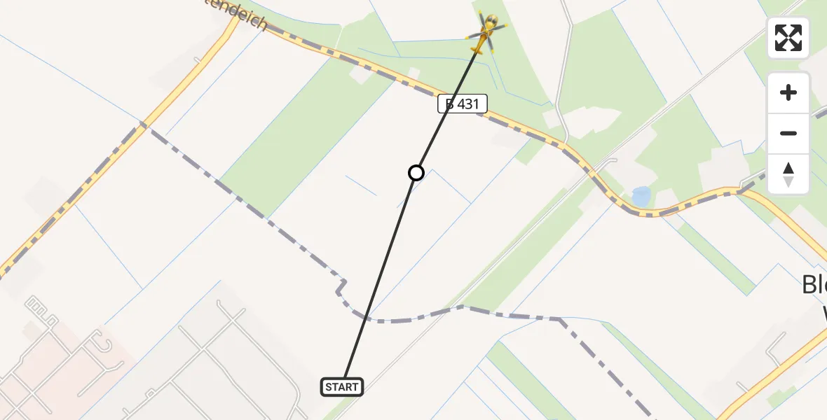 Flugroute Rettungshubschrauber Glückstadt - Borsfleth, 27 April 2026, 09:18