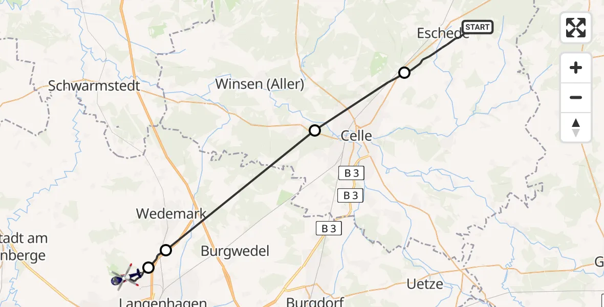 Flugroute Polizeihubschrauber Eschede - Flughafen Hannover, 27 April 2026, 09:29